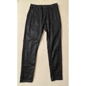 Bevy Flog Dafna Pant Size 30 Pull-On Elastic‎ Waist Shiny Dark Blue/Black
